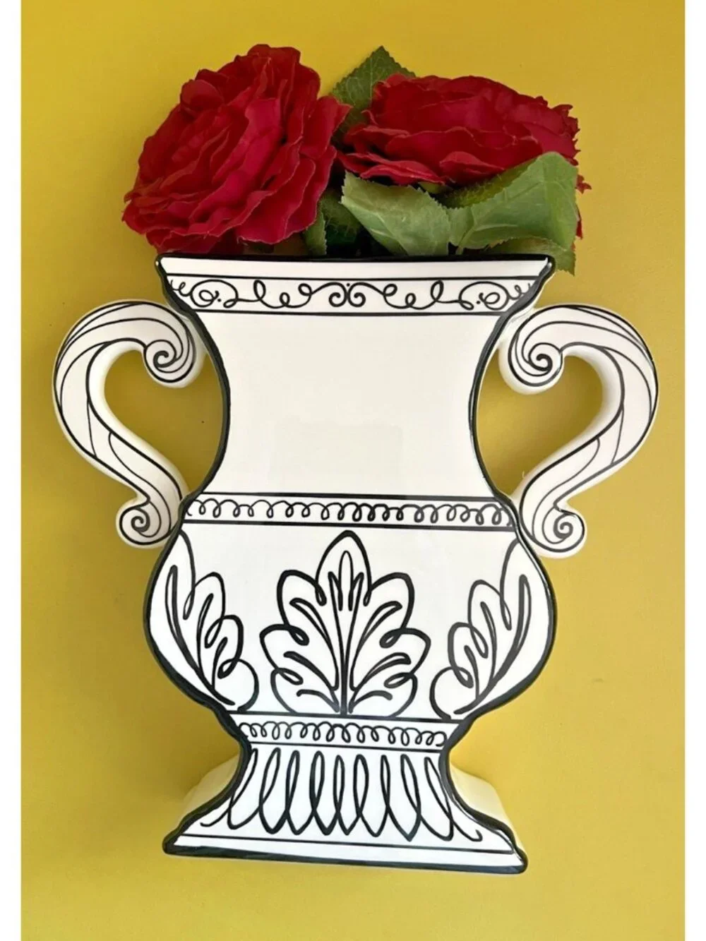 ART DECO Vase Black & White Classic KARE Design ARTSY Handpainted 9